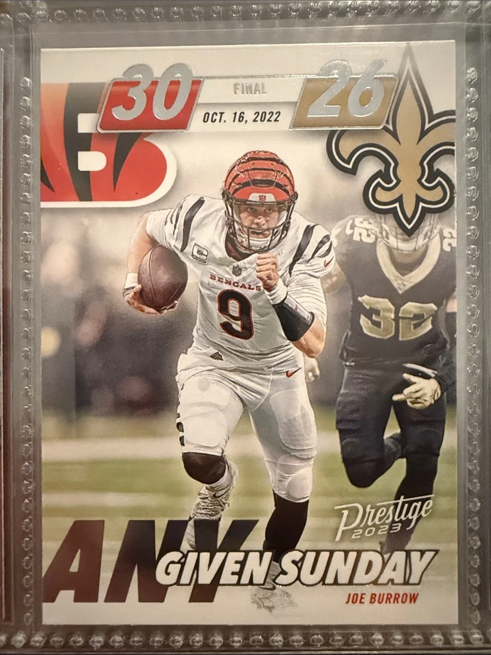 Joe Burrow 2023 Prestige Given Sunday Football Card - White/Orange/Black